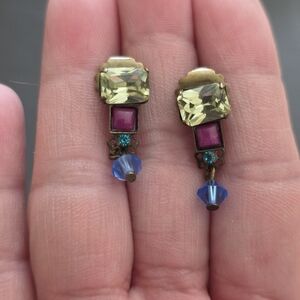 Sorrelli Yellow, Pink & Blue Crystal Drop Earrings